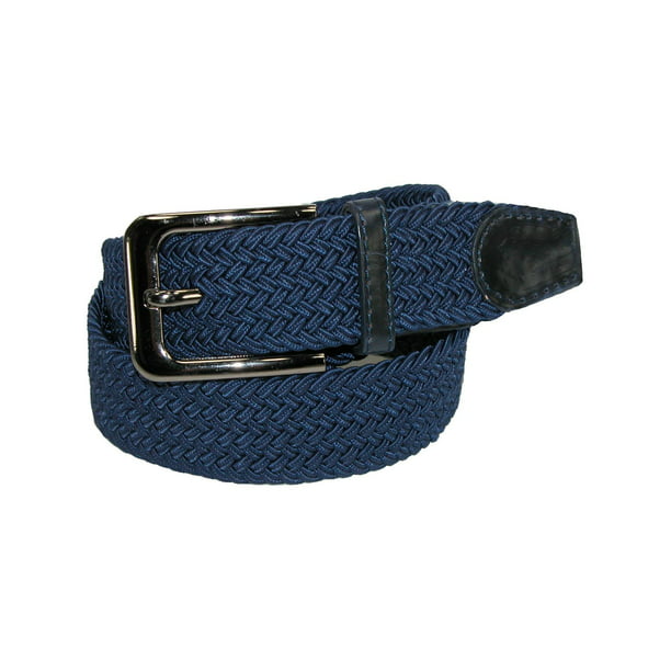 Men Woven Elastic Braided Pattern Knitted Stretch Belt With Covered Buckle